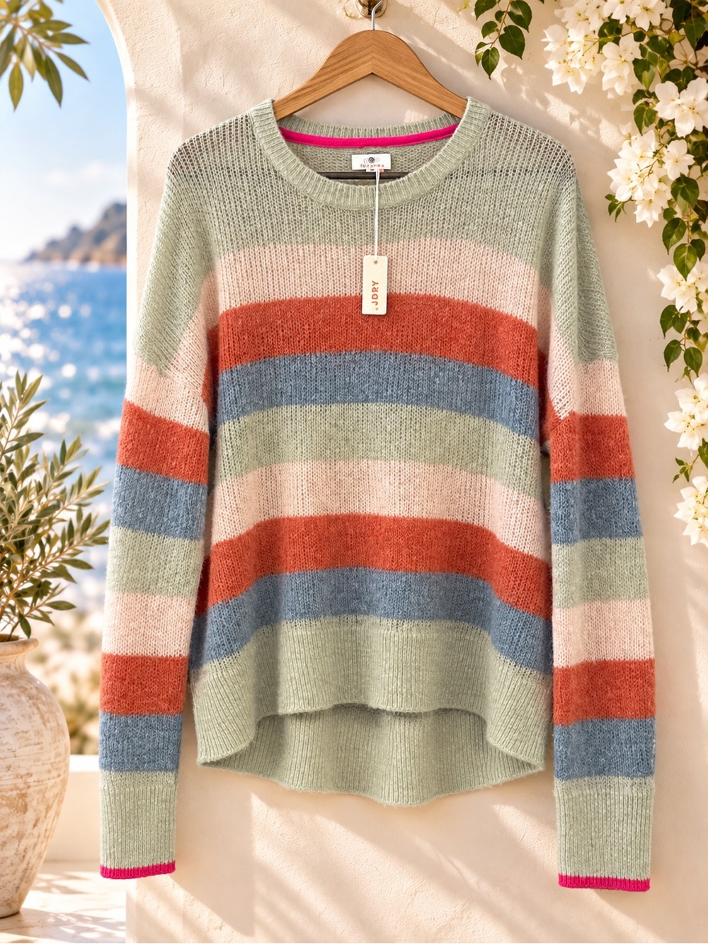 SUNDRY Multicolor Stripe Open Knit Sweater NWT